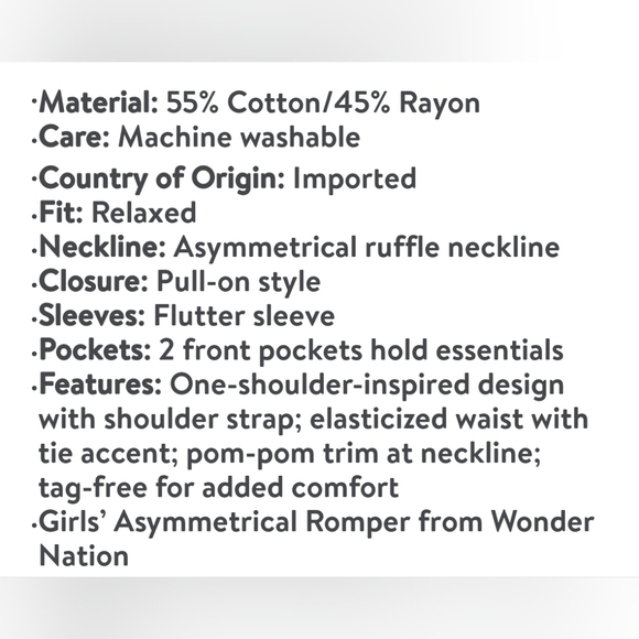 Wonder Nation Girls One Shoulder Romper - Picture 4 of 4